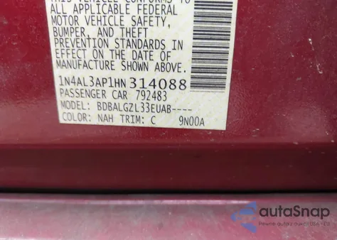 2017 Nissan Altima 2.5 S z USA, uszkodzony, nr VIN 1N4AL3AP1HN314088